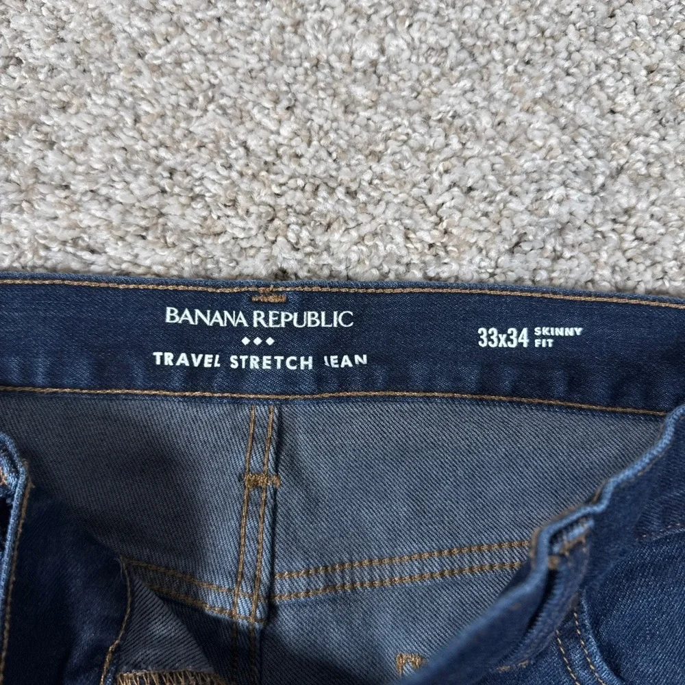 Banana Republic Jeans Mens 33x34 Dark‎ Indigo Skinny Fit Denim Travel Stretch